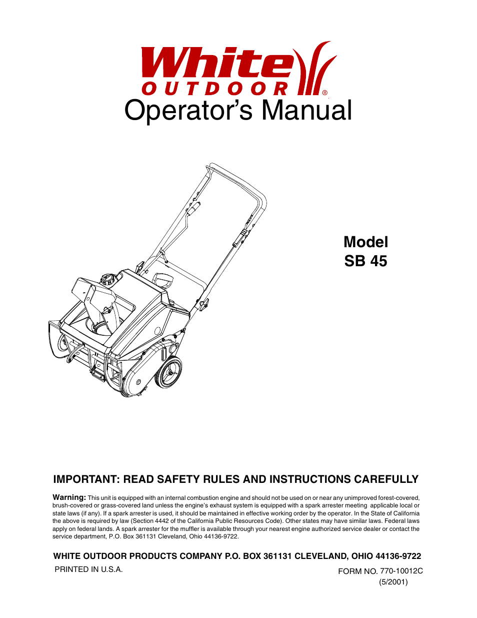White Outdoor SB 45 User Manual | 16 pages