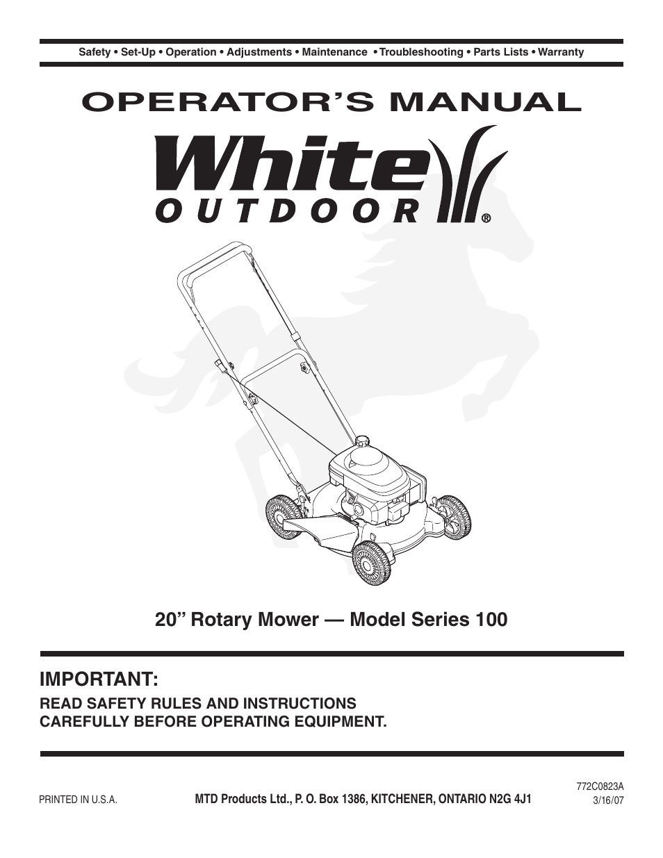 White Outdoor 100 User Manual | 28 pages