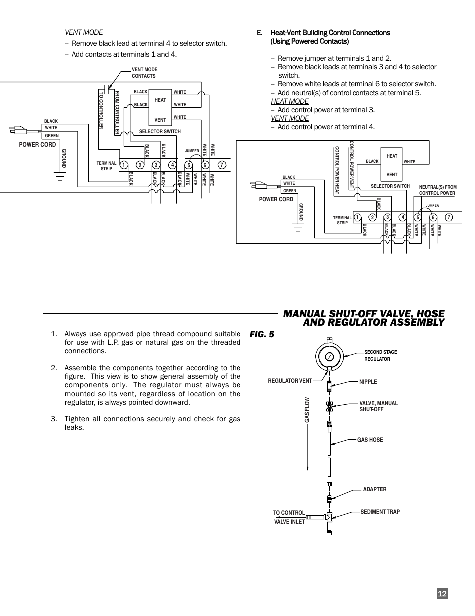 Manual shut-off valve, hose and regulator assembly, Fig. 5 | White Outdoor FUEL HD120 User Manual | Page 13 / 30