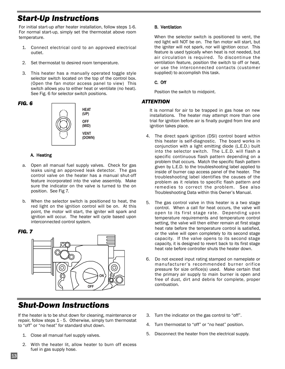 Shut-down instructions, Start-up instructions | White Outdoor FUEL HD120 User Manual | Page 14 / 30