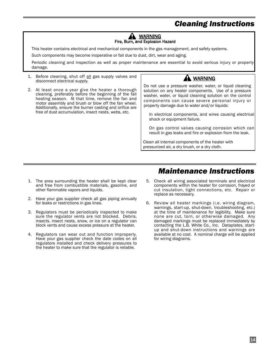 Cleaning instructions, Maintenance instructions | White Outdoor FUEL HD120 User Manual | Page 15 / 30