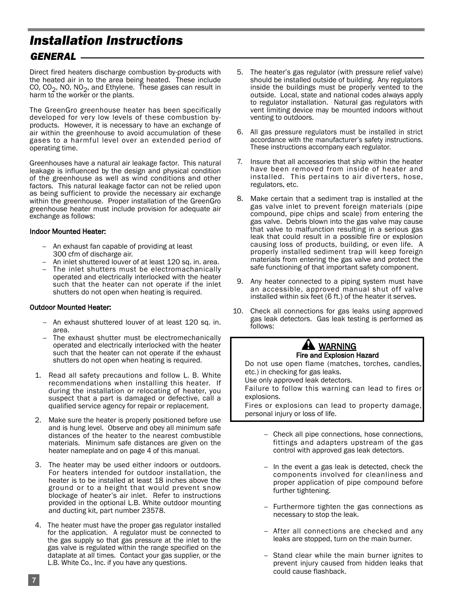 Installation instructions, General | White Outdoor FUEL HD120 User Manual | Page 8 / 30