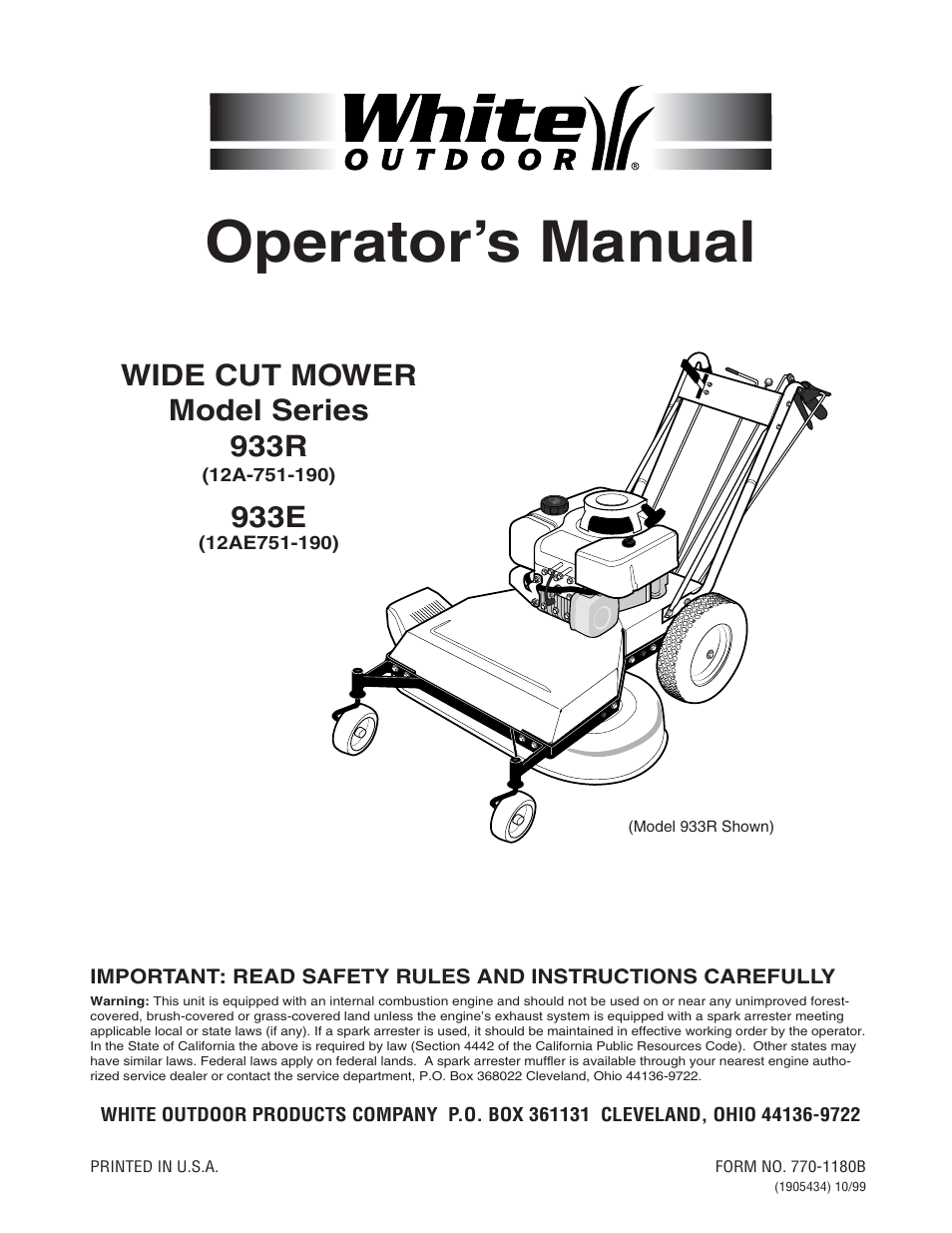 White Outdoor 933R User Manual | 32 pages