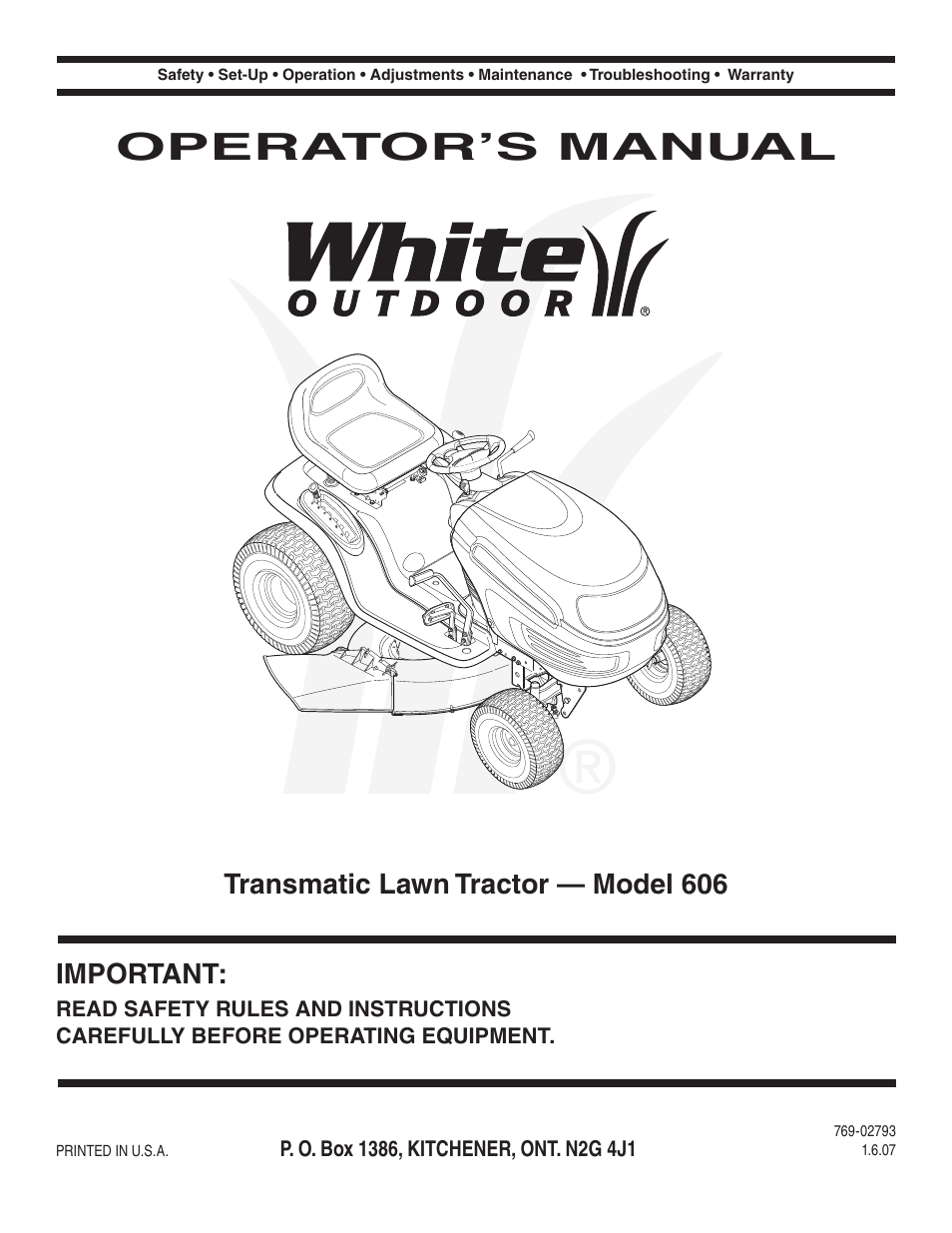 White Outdoor 606 User Manual | 32 pages