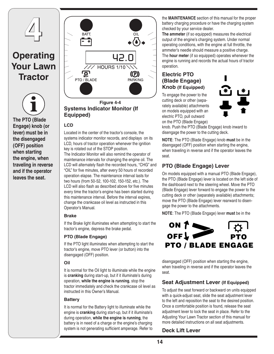 Operating your lawn tractor | White Outdoor 606 User Manual | Page 14 / 32