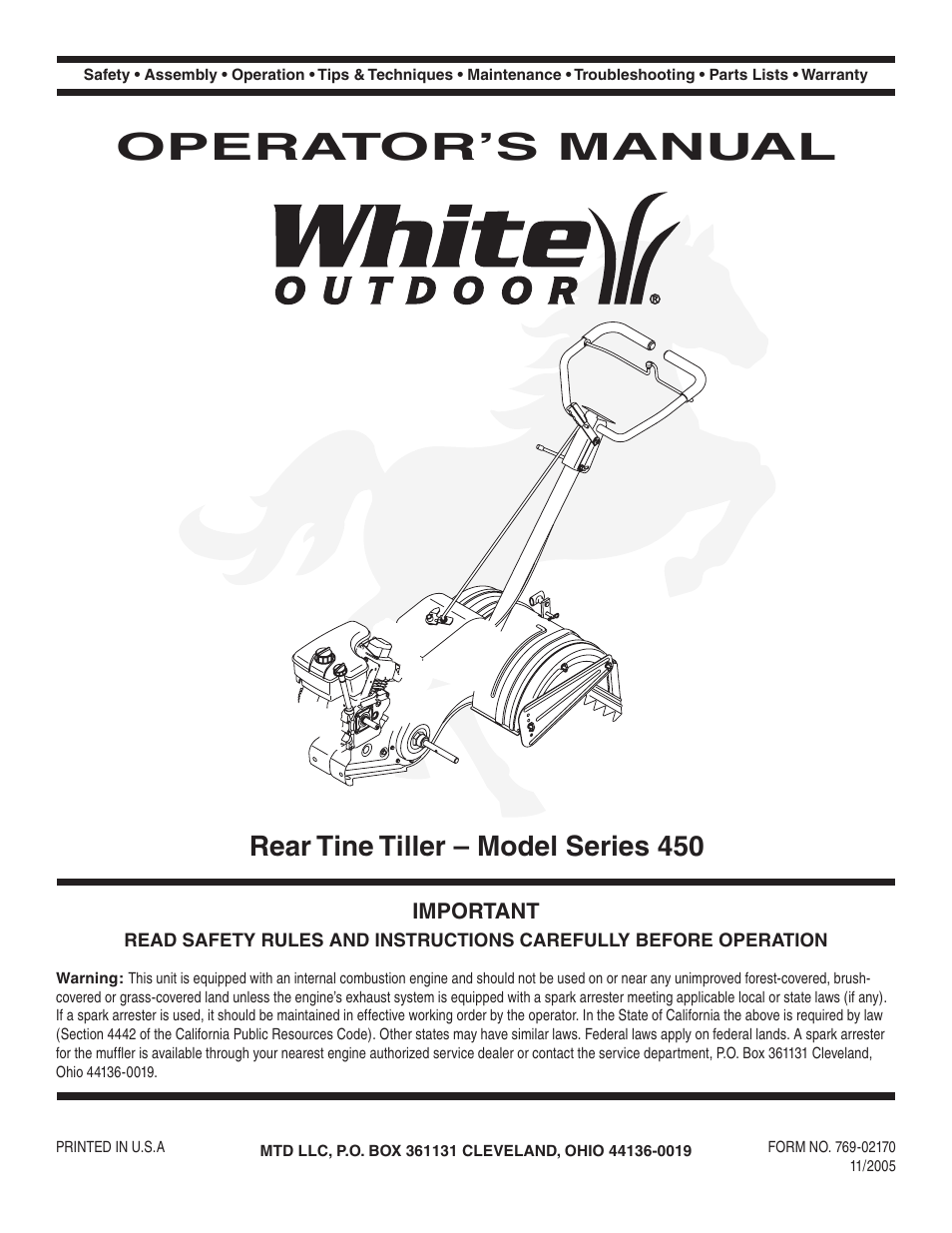 White Outdoor 450 User Manual | 20 pages