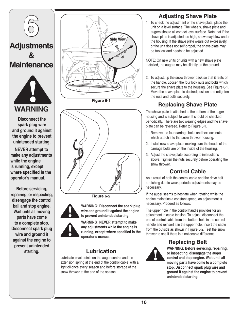 Adjustments & maintenance, Warning | White Outdoor 235 User Manual | Page 10 / 20