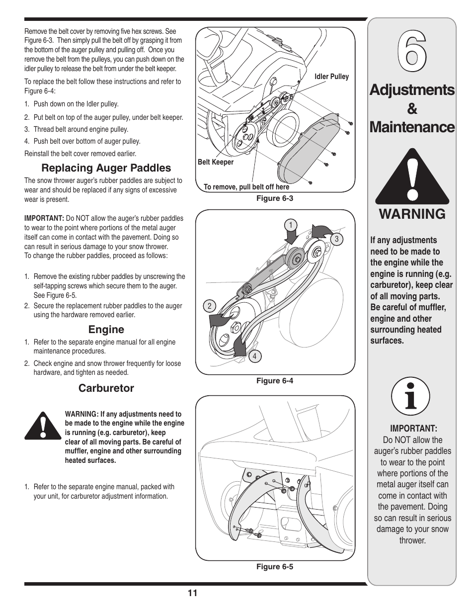 Adjustments & maintenance, Warning | White Outdoor 235 User Manual | Page 11 / 20