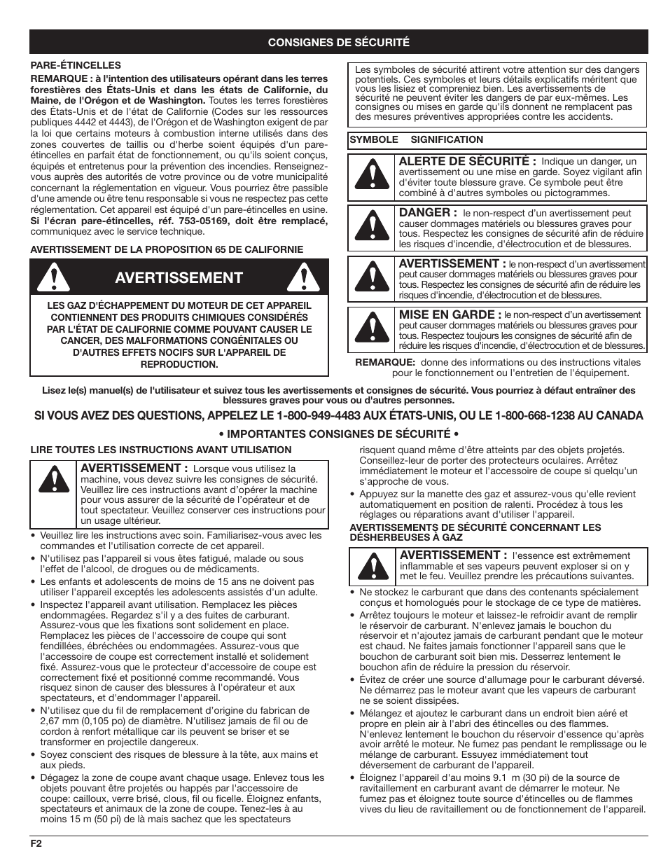 Avertissement | White Outdoor WH80BC User Manual | Page 12 / 36