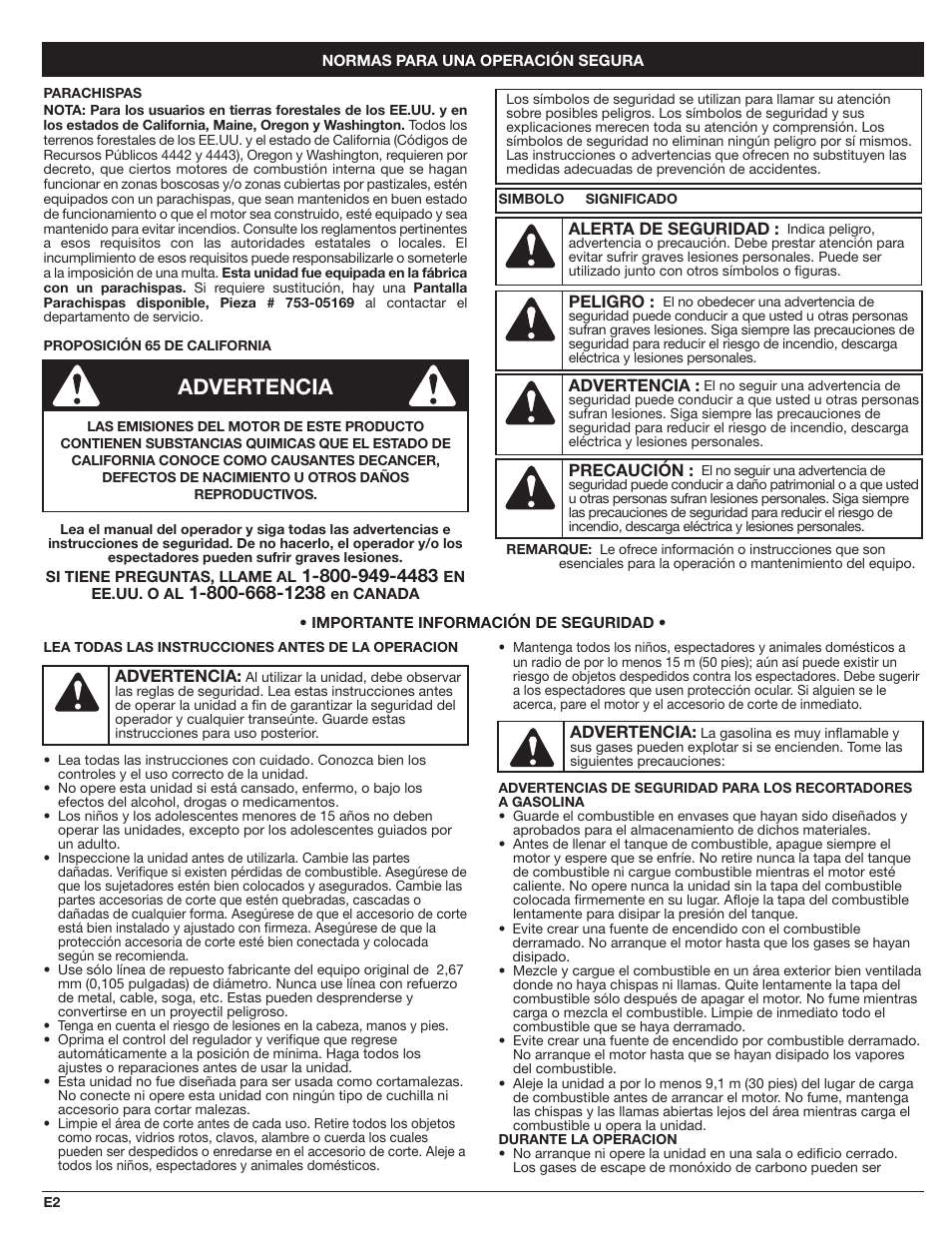 Advertencia | White Outdoor WH80BC User Manual | Page 22 / 36