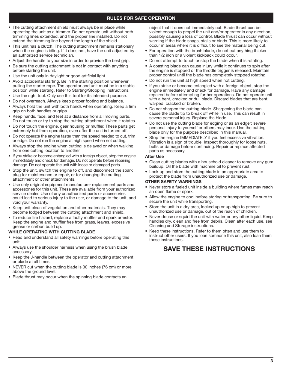 Save these instructions | White Outdoor WH80BC User Manual | Page 3 / 36