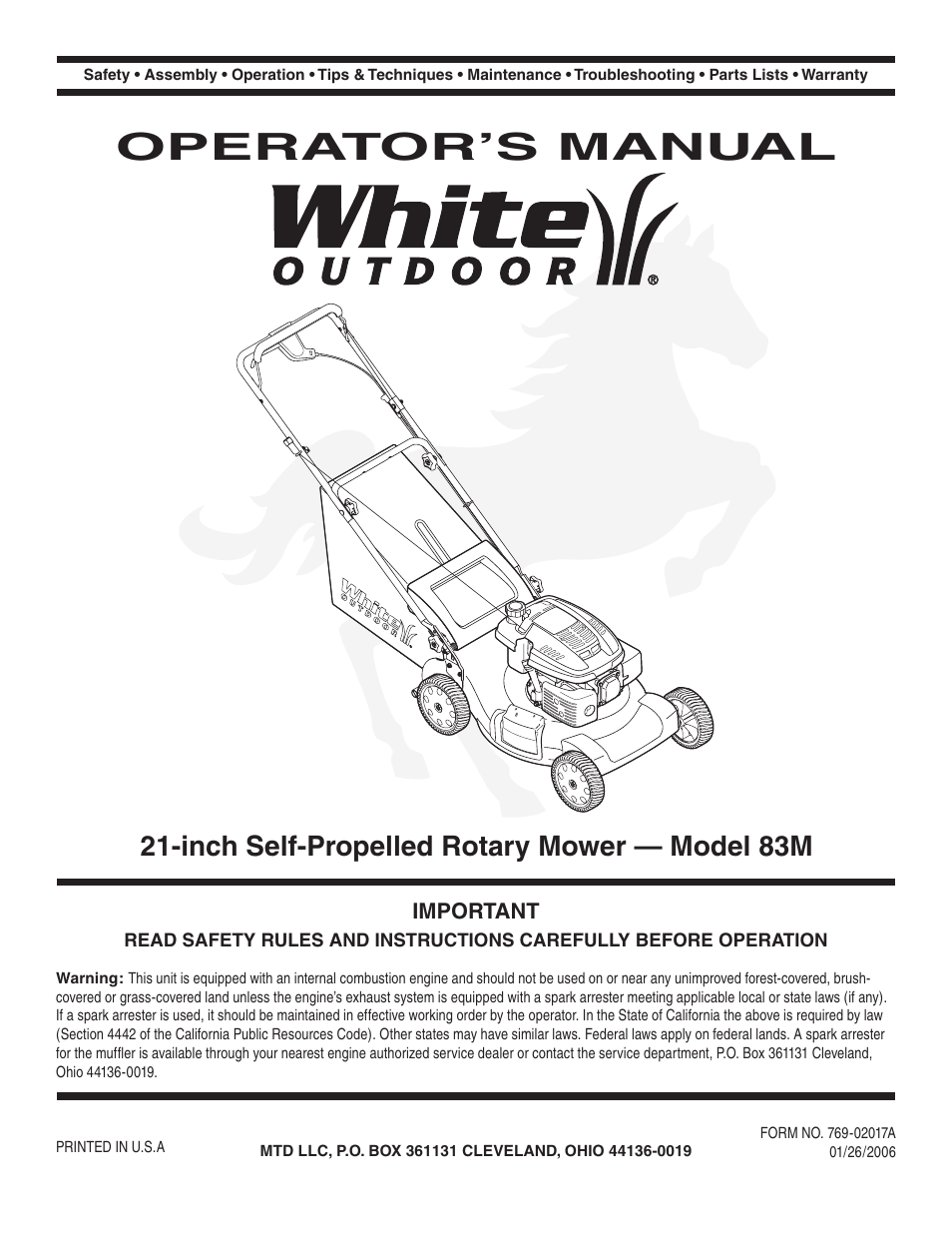 White Outdoor 83M User Manual | 32 pages