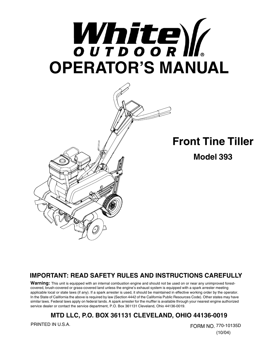 White Outdoor 393 User Manual | 20 pages
