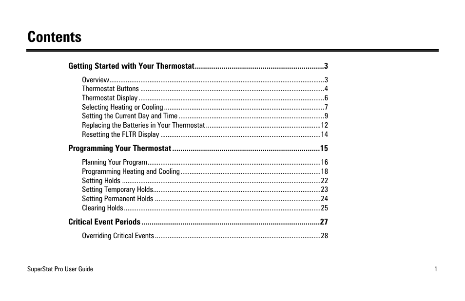 White Rodgers SuperStat Pro Programmable Thermostat User Manual | Page 3 / 54