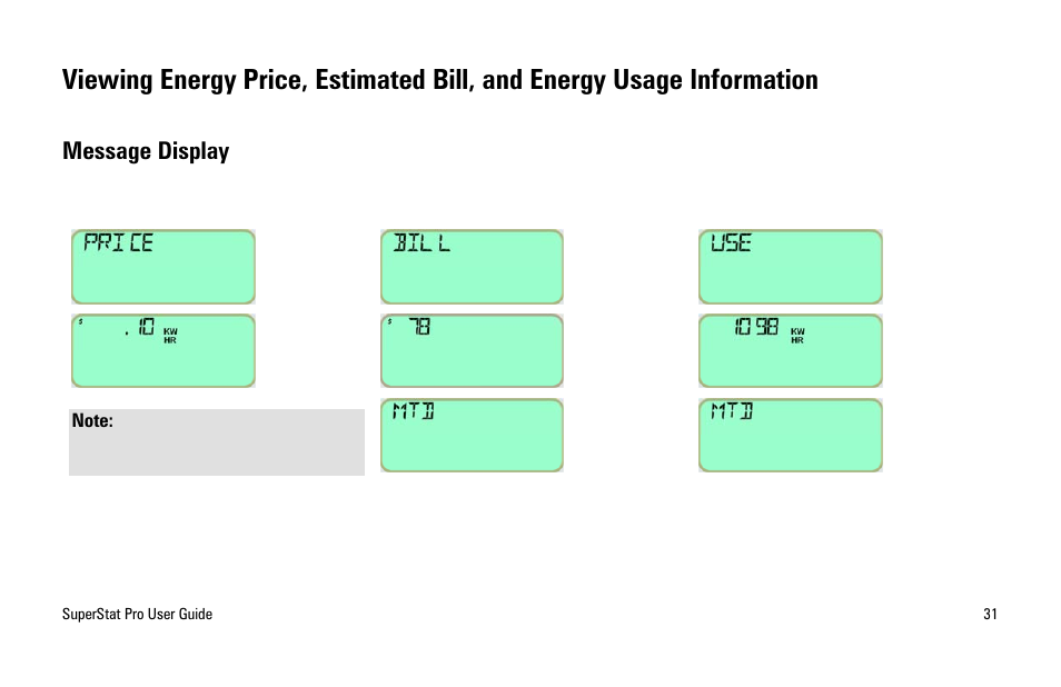 Message display | White Rodgers SuperStat Pro Programmable Thermostat User Manual | Page 33 / 54