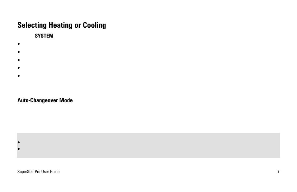 Selecting heating or cooling | White Rodgers SuperStat Pro Programmable Thermostat User Manual | Page 9 / 54