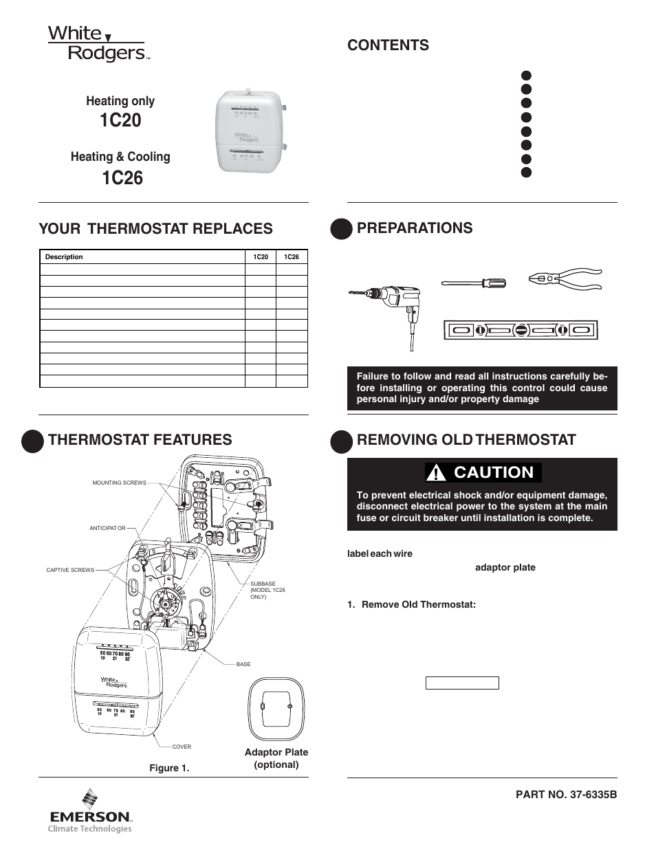 White Rodgers 1C26 User Manual | 4 pages