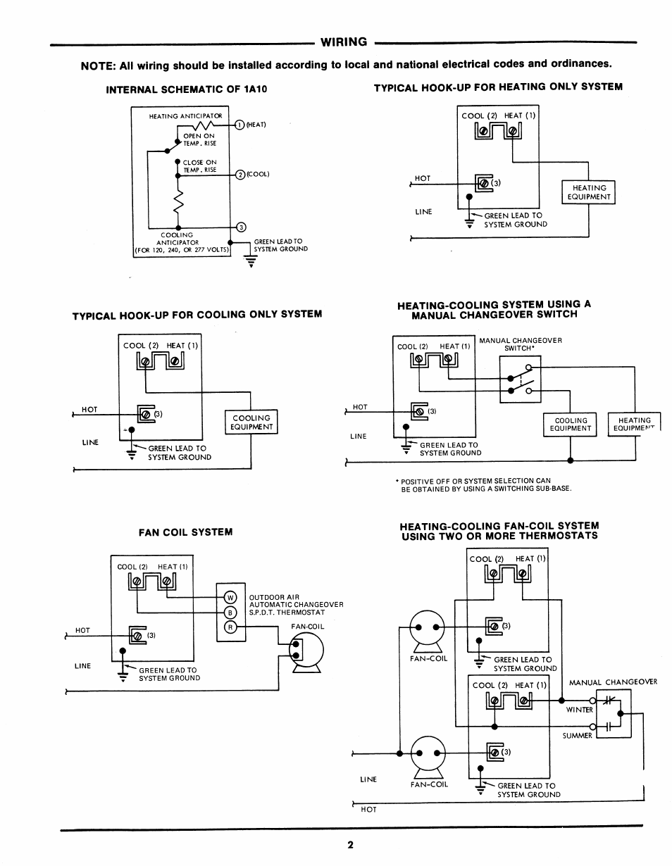 Wiring | White Rodgers 1A10 User Manual | Page 2 / 3