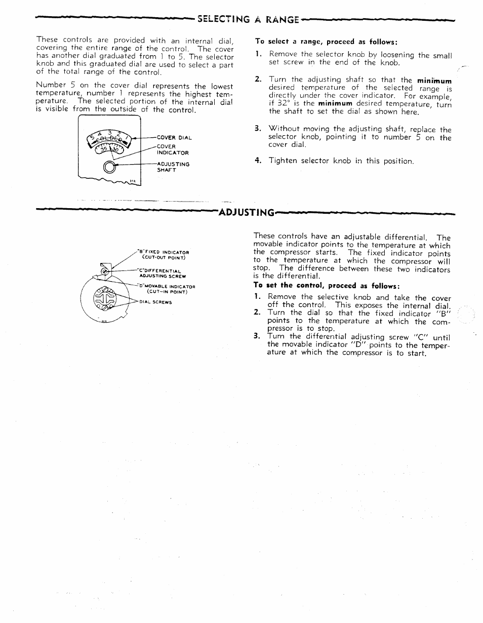 Adjusting, Selecting a range | White Rodgers 1629 User Manual | Page 2 / 2