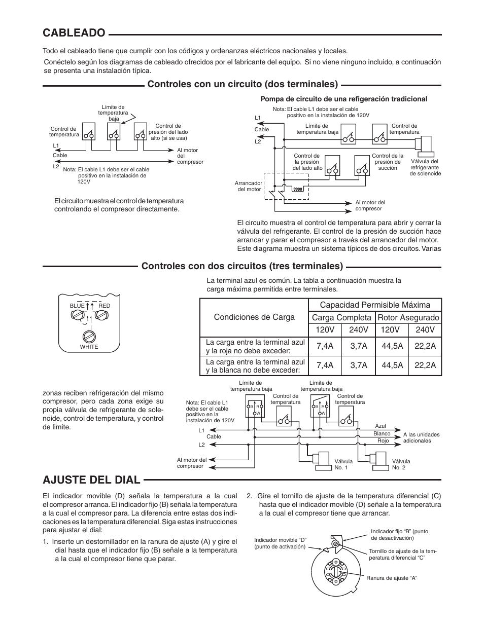 Cableado ajuste del dial | White Rodgers 241-2 User Manual | Page 6 / 8