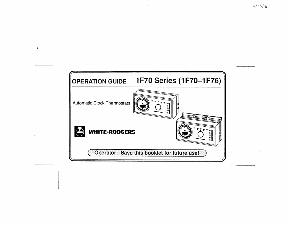 White Rodgers 1F70 User Manual | 16 pages