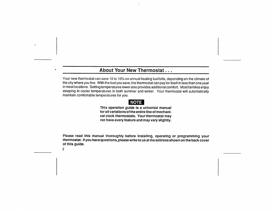 Note | White Rodgers 1F70 User Manual | Page 2 / 16