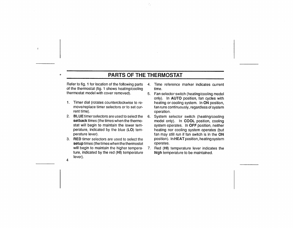Parts of the thermostat | White Rodgers 1F70 User Manual | Page 4 / 16