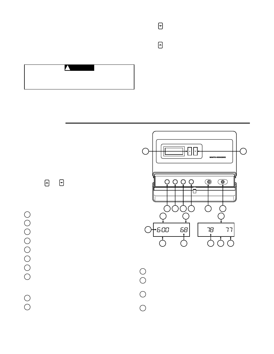 Operation, The thermostat base, Cooling system | The thermostat buttons and switches, The display | White Rodgers 1F87-51 User Manual | Page 4 / 8