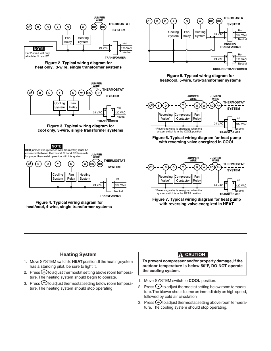 Heating system, Cooling system, Caution | White Rodgers 875 User Manual | Page 3 / 8