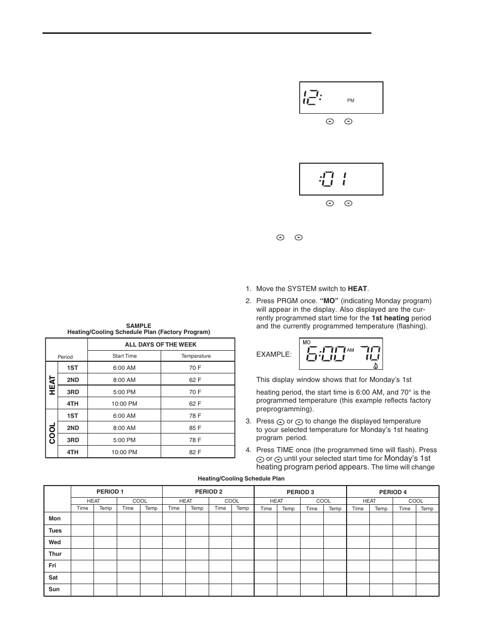 Operation, Programming your thermostat, Planning your program | Entering your program, Enter heating program | White Rodgers 1F85-277 User Manual | Page 9 / 12