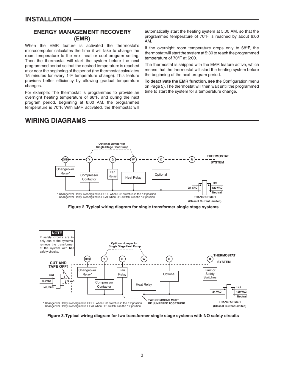 Installation wiring diagrams, Energy management recovery (emr) | White Rodgers 1F80-0224 User Manual | Page 3 / 12