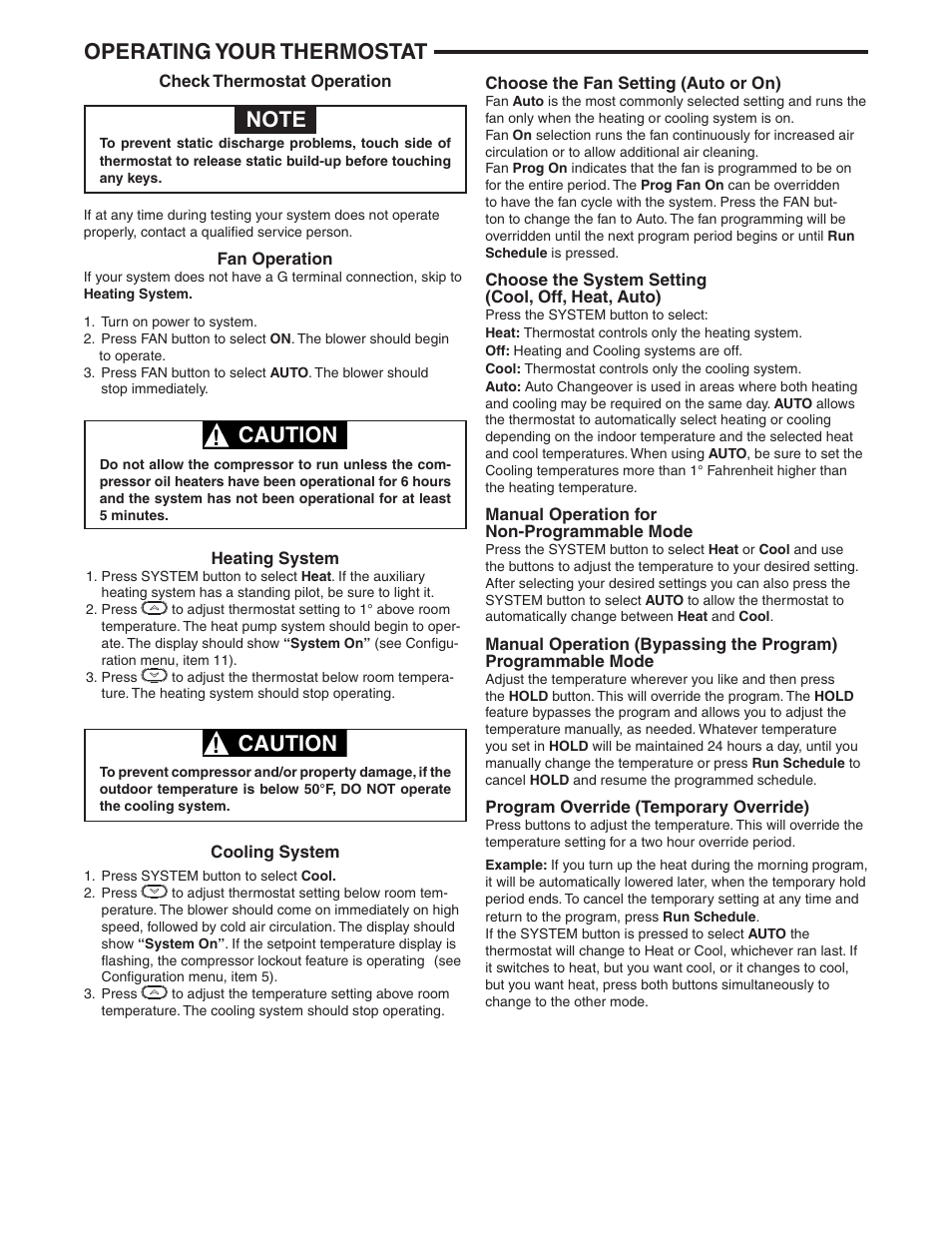 Operating your thermostat, Caution | White Rodgers 1F97-0671 User Manual | Page 8 / 12