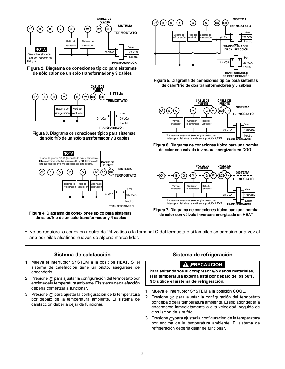 Sistema de calefacción, Sistema de refrigeración, Precaución | White Rodgers 1F80-361 User Manual | Page 11 / 16