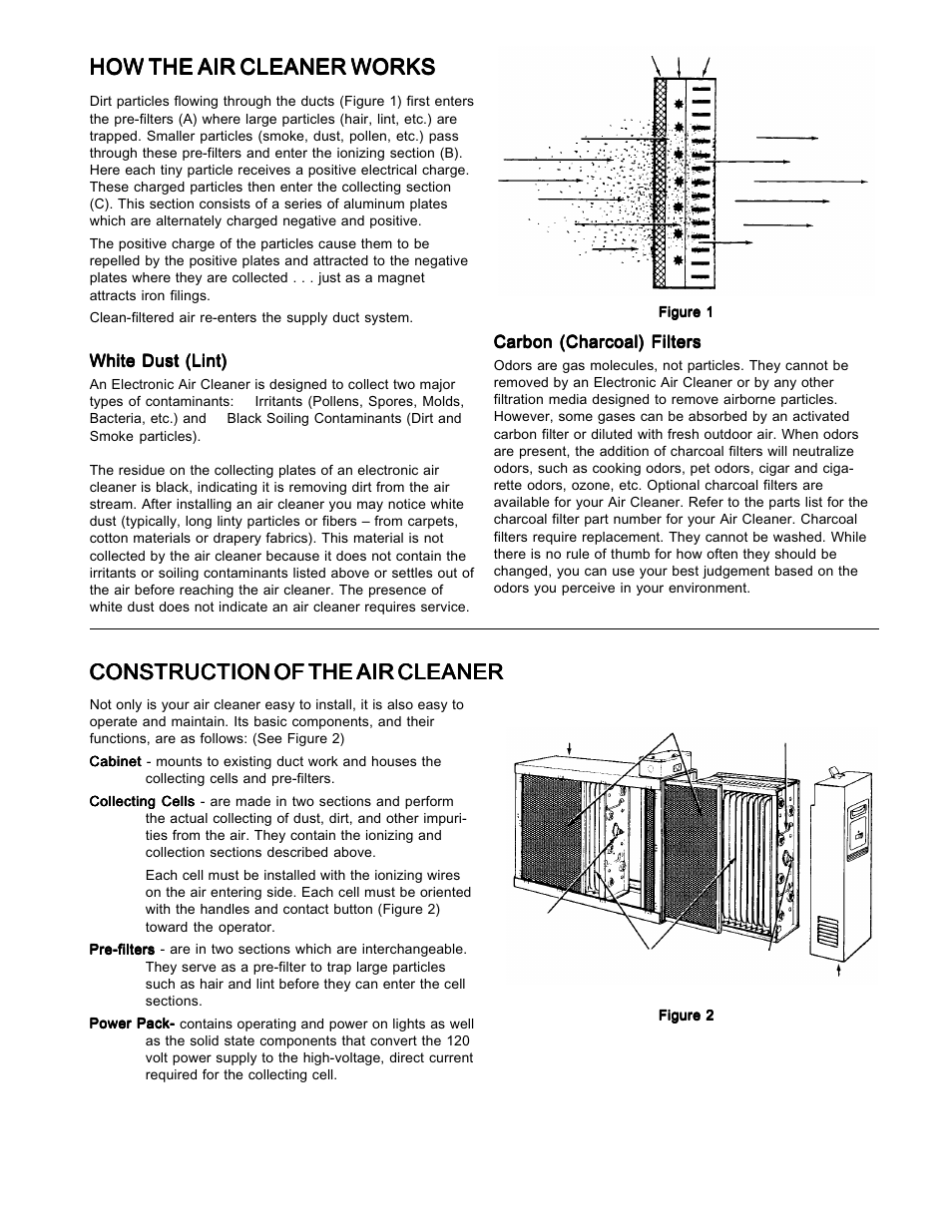 How the air cleaner works, Construction of the air cleaner | White Rodgers SST1000 User Manual | Page 3 / 16