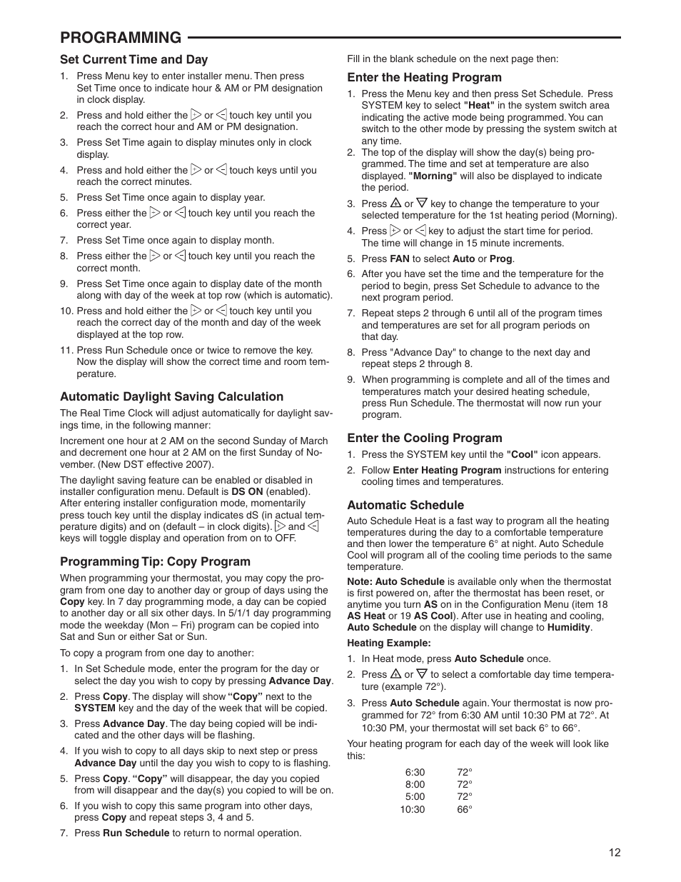 Programming | White Rodgers 1F95-1291 User Manual | Page 12 / 16