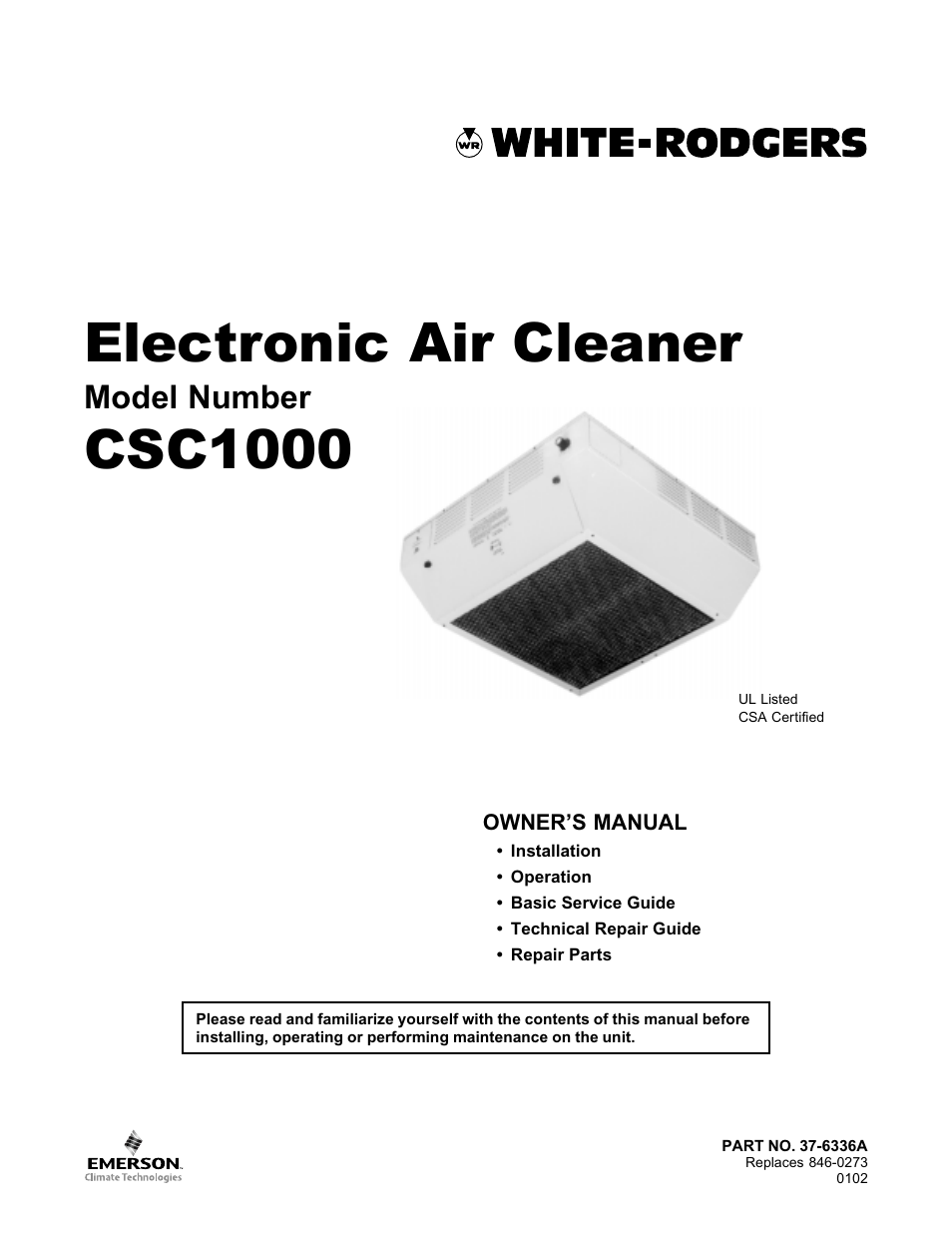 White Rodgers CSC1000 User Manual | 8 pages