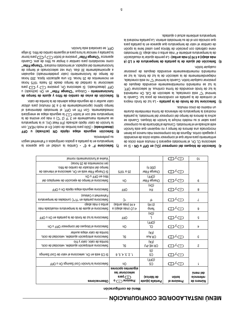 Menú instalador/de configuración | White Rodgers BLUE 2 1F89-0211 User Manual | Page 12 / 16