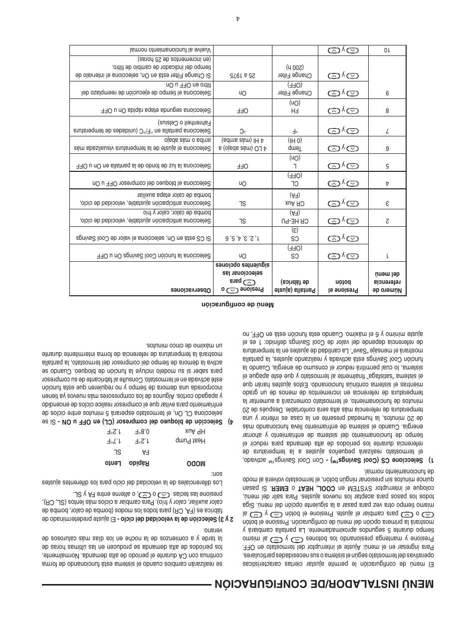 Menú instalador/de configura ción | White Rodgers 1F89-0211 User Manual | Page 13 / 16