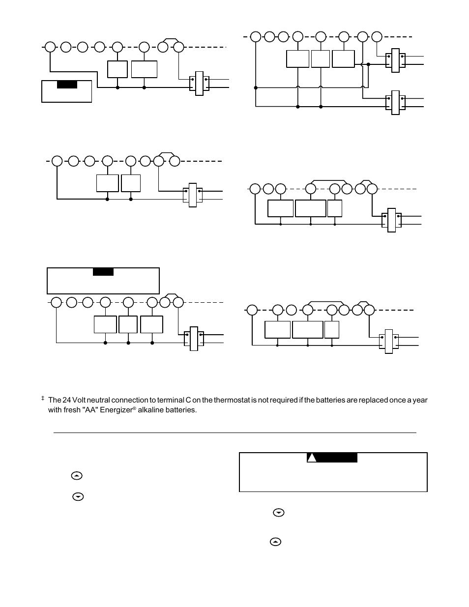 Heating system, Cooling system, Caution | Alkaline batteries | White Rodgers 1F86-344 User Manual | Page 3 / 5