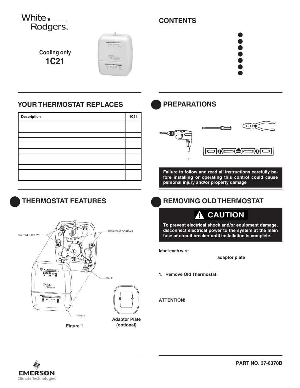White Rodgers 1C21 User Manual | 4 pages