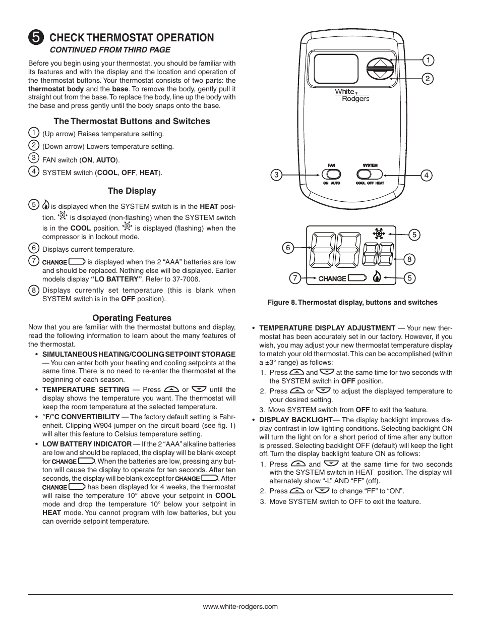 Check thermostat operation | White Rodgers Thermostat 1F78 User Manual | Page 4 / 8