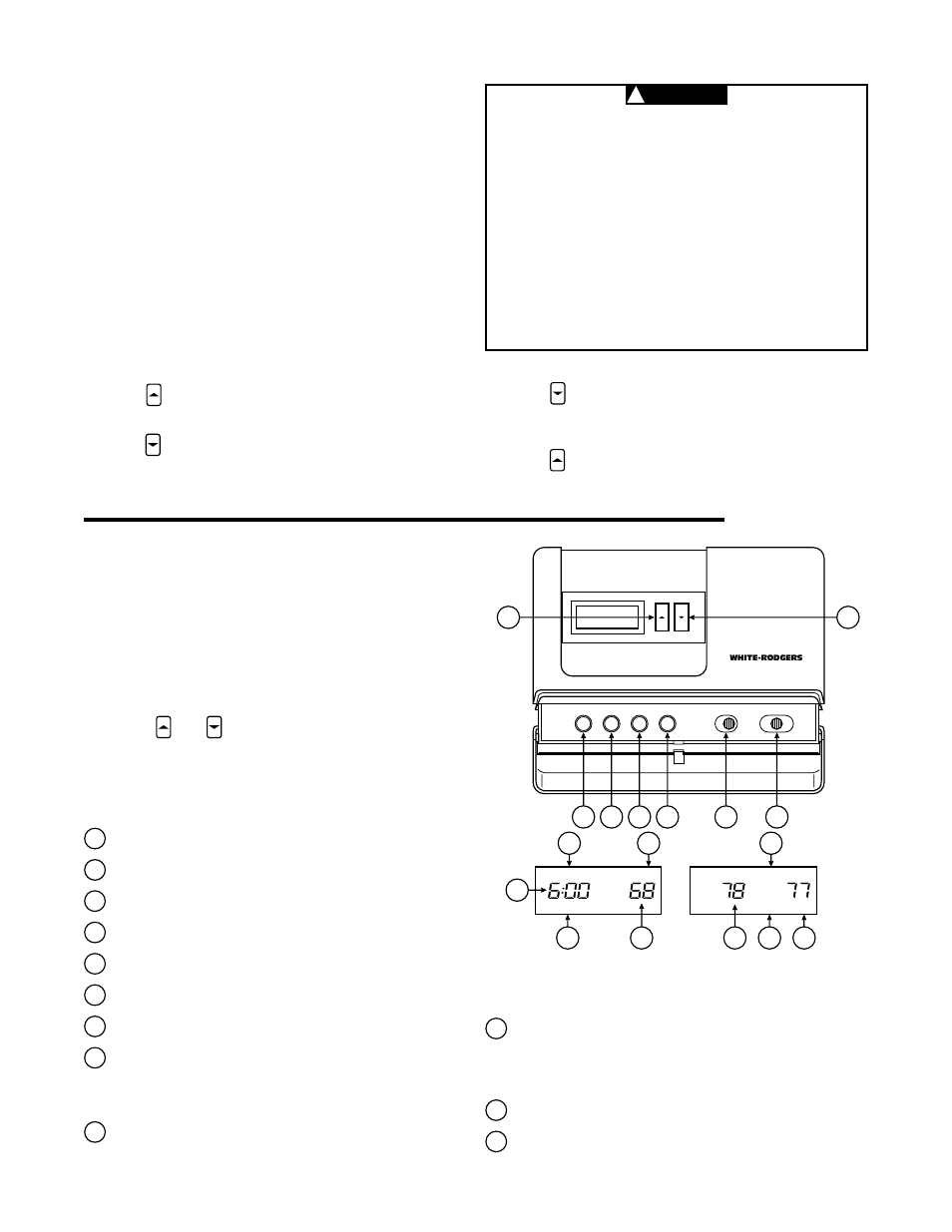 Operation, Check thermostat operation, The thermostat base | Fan operation, Heating system, Cooling system, The thermostat buttons and switches, The display | White Rodgers 7904 User Manual | Page 4 / 6