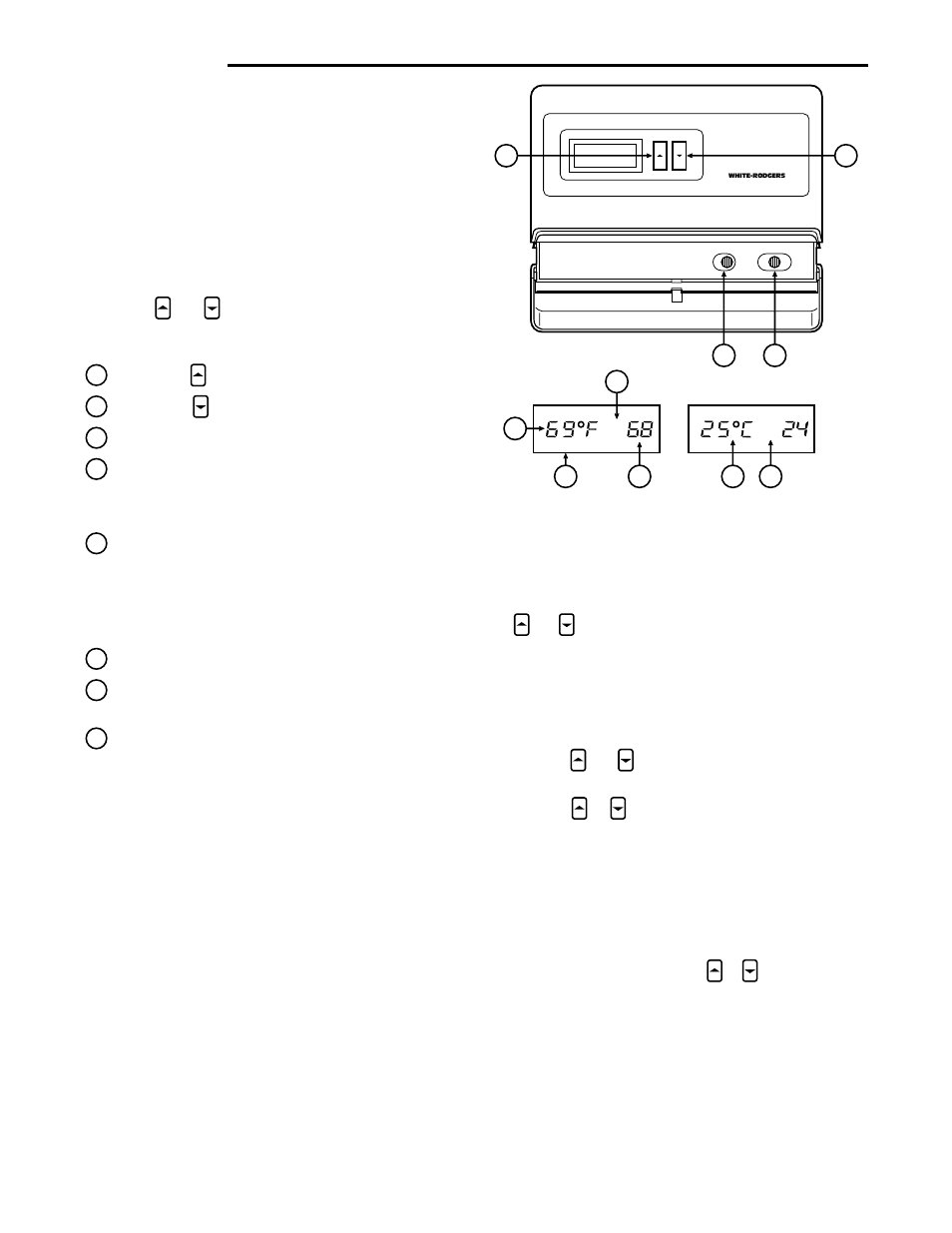 Operation, The thermostat base, Operating features | Setting the thermostat, The thermostat buttons and switches, The display | White Rodgers 1F86-444 User Manual | Page 4 / 4