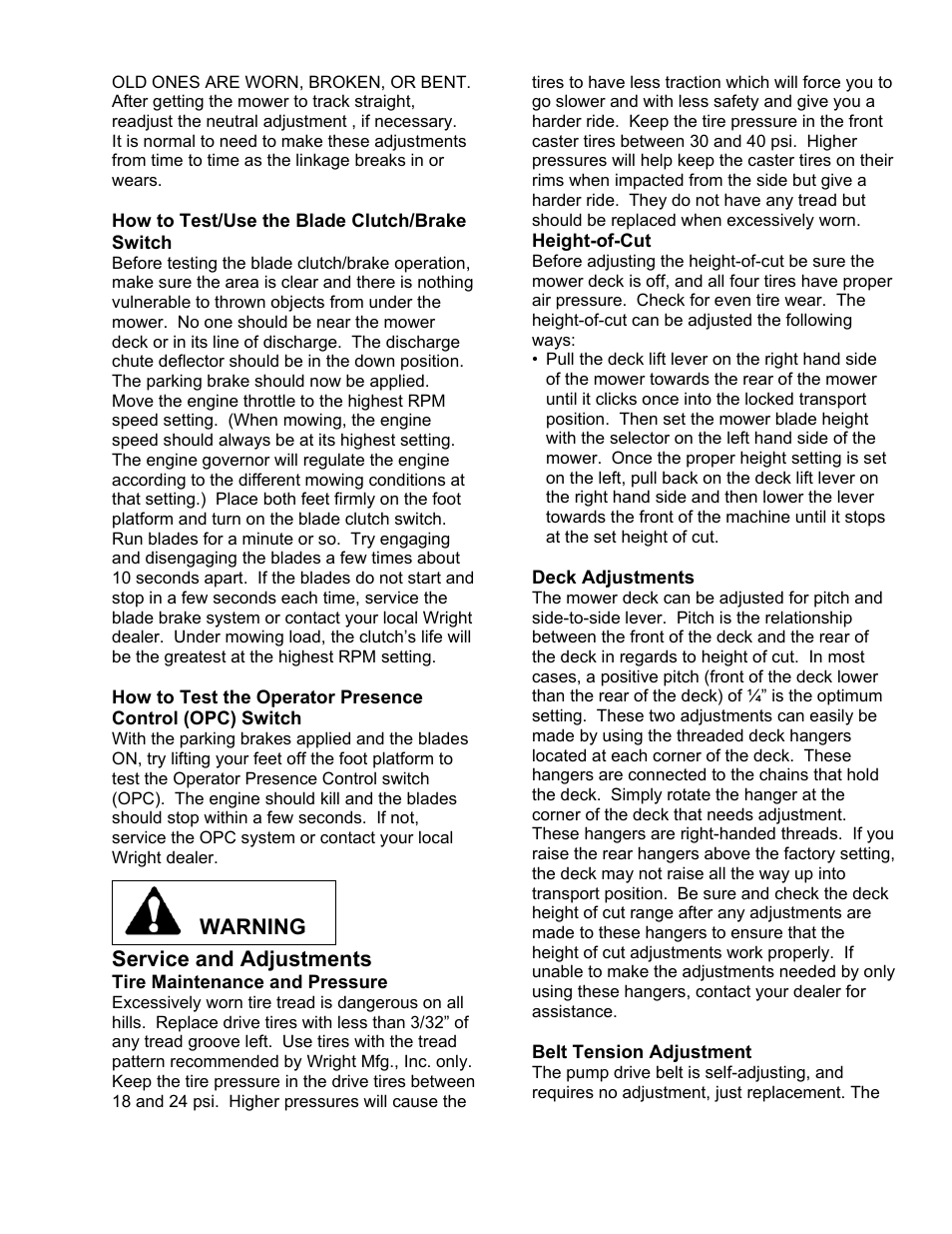 Wright Manufacturing Sentar Commercial Mower User Manual | Page 14 / 17