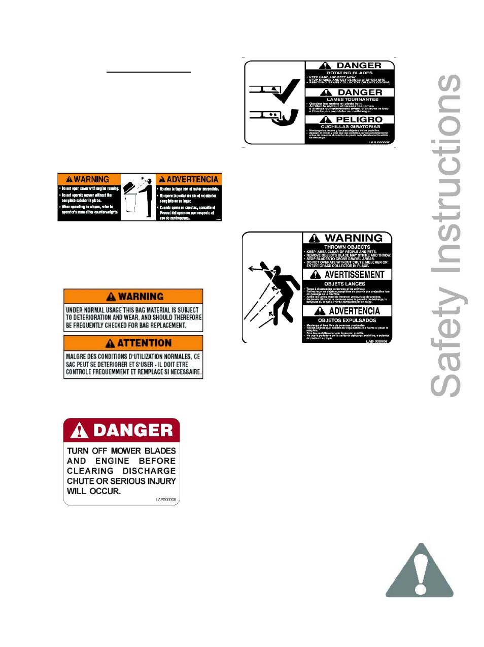 Safety decals | Wright Manufacturing 98320008 User Manual | Page 5 / 22