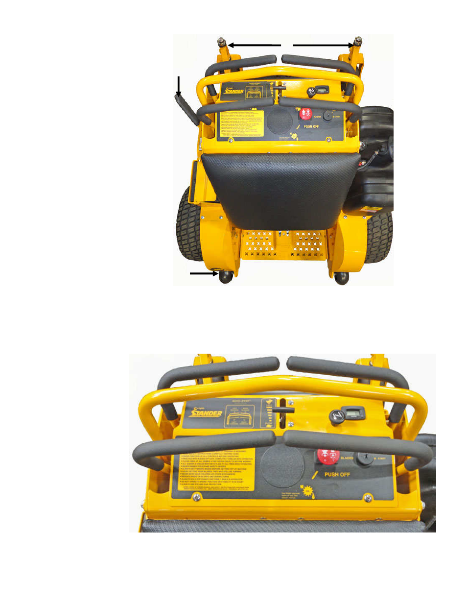 1 operator’s area, 2 control panel & steering control levers | Wright 54700 and higher User Manual | Page 14 / 40