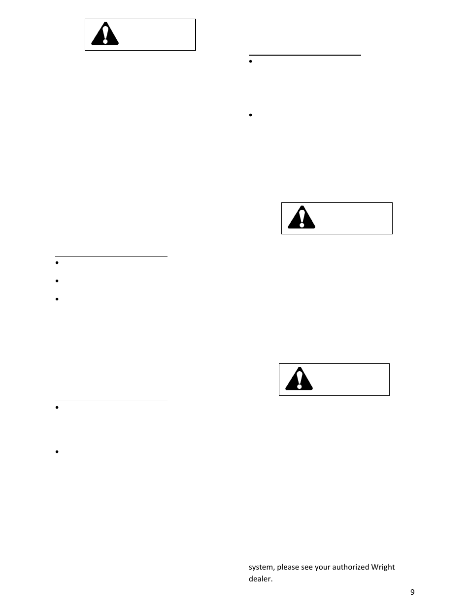 Warning | Wright Manufacturing Stander ZK 43181 User Manual | Page 9 / 21