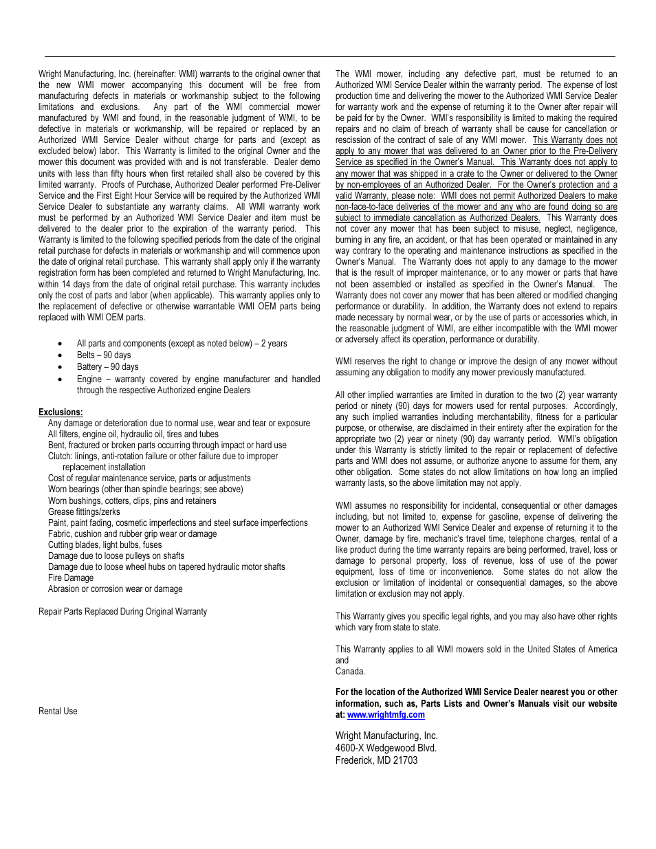 Wright Manufacturing 52083 User Manual | Page 21 / 24