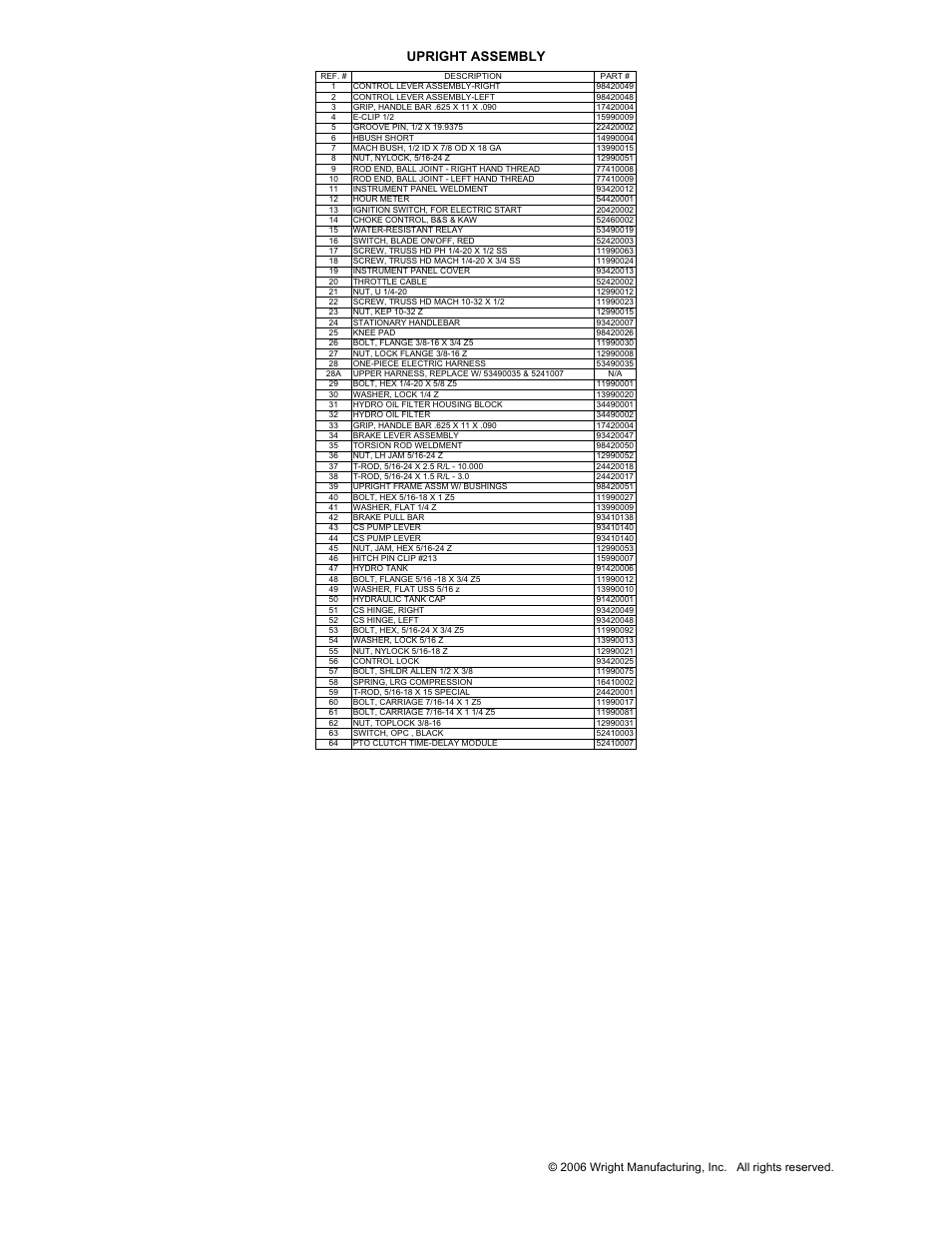 Upright assembly | Wright Manufacturing Sentar 31423 User Manual | Page 14 / 24