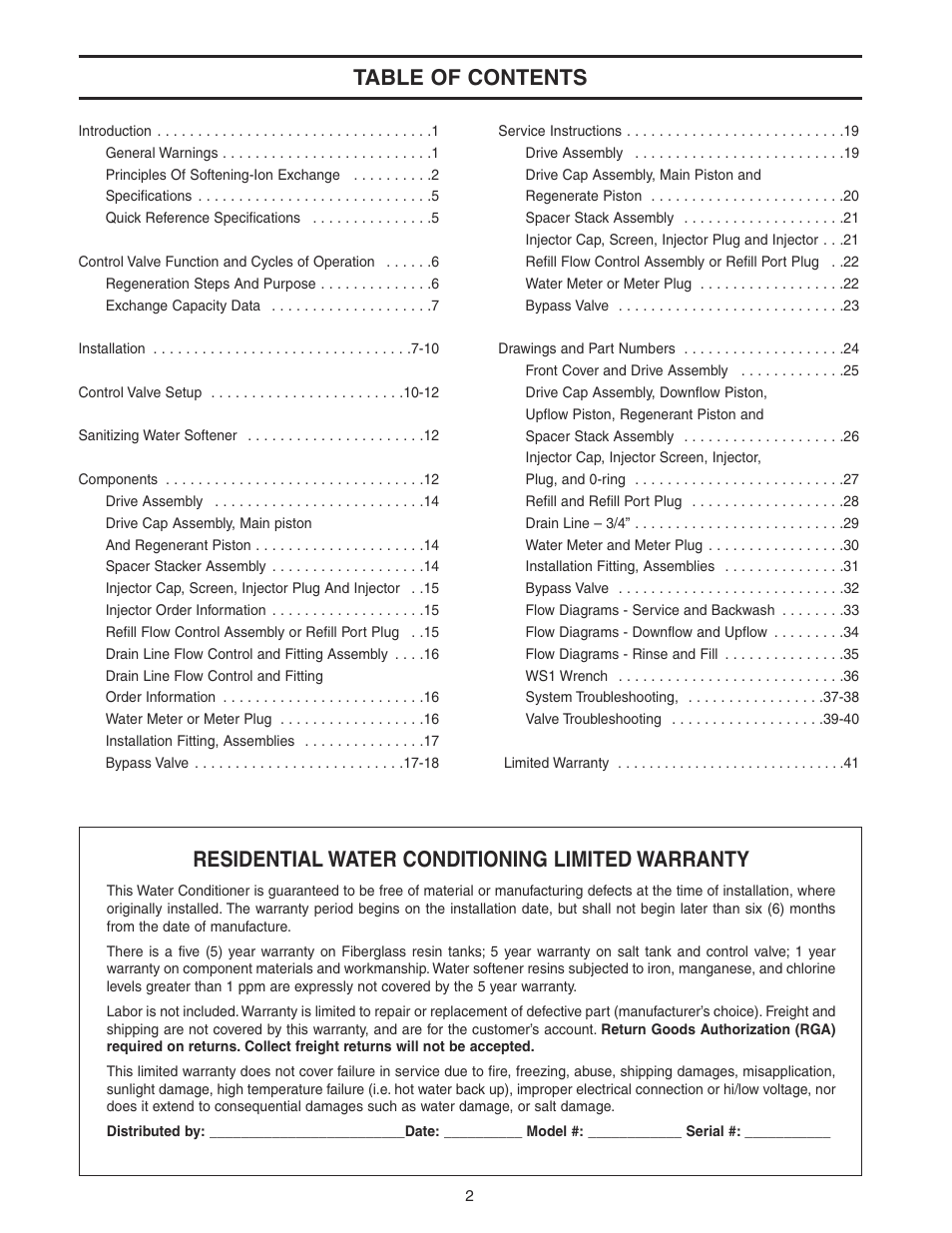 Watts WATER CONDITIONER with WM100SM valve User Manual | Page 2 / 28